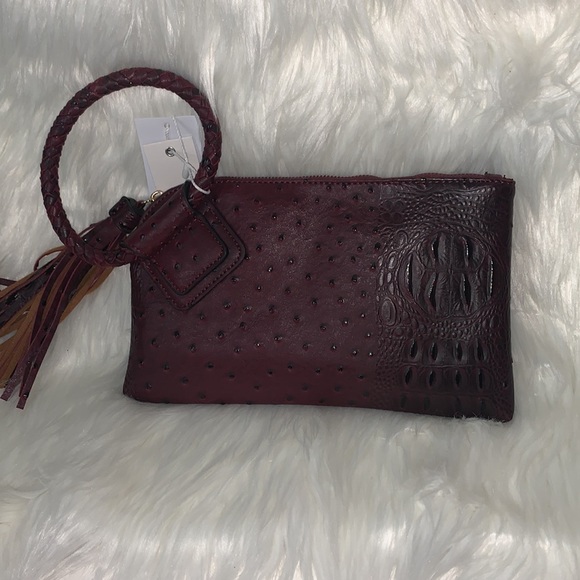 Various Color Vegan ostrich Print Wristlets Bundle (1 Blk, 1Coffee, 1 Blue) - Picture 8 of 14